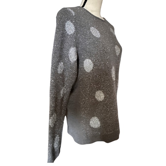 Apt 9 Women's Gray Sparkle Glitter Polka Dot Long Sleeve Sweater Size Medium - Picture 3 of 11